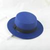 Fedora Unisex Estilo Gd Transfronterizo Caballero Estilo Británico Copa Plana Ala Plana Lana Sombrero Padre-Hijo Estilo Vintage