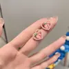 Brincos de Prata S925 Rosa Pêssego Design de Nicho Brincos de Pérola Amor Doce Fofo Clipe de Orelha para Menina