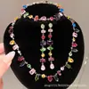 ¡Precioso y deslumbrante! Collar con colgante de flor de circón y gota de agua, cadena para la clavícula estilo corte vintage, joyería de lujo ligero y sensación de alta gama