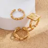 Anillo Articulado Geométrico Creativo de Cara de Bloque, Venta Caliente Transfronteriza Europea y Americana, Conjunto de Anillos Abiertos Cadena Ins