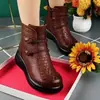 Promoção Quente Botas de Cano Curto de Couro Macio Bico Redondo Femininas 2026 Outono Inverno Novas Sola Macia Com Pelúcia Quente Estilo Étnico Retro Algodão para Mãe