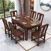 Nuevo Estilo Chino Mesa y Sillas de Comedor Clásicas de Madera Maciza Palosanto Set Retráctil Plegable Cuadrado y Redondo Doble Uso Mesa de Comedor para el Hogar