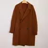 Liquidación, sin devoluciones ni cambios: abrigo de lana elegante para mujer, de alta calidad, corte holgado, con cinturón de corbata y cuello largo con muesca