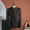 Novo terno masculino de três peças para outono e inverno, terno casual de negócios para banquete, traje formal para homens, disponível para transmissão ao vivo