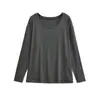 Essencial para Camadas Estilo Preguiçoso: Camiseta de Manga Longa com Gola Redonda, Novo Estilo de Primavera, Caimento Solto, Top Emagrecedor para Dança e Esportes para Mulheres