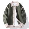 2025 Transfronterizo Amazon Otoño Holgado Tendencia Marca Ins Estilo Hong Kong Bloque de Color Chaqueta de Punto Fresca Casual de Moda