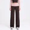 Pantalones deportivos rectos holgados para mujer con efecto adelgazante, textura fluida, color de contraste, cintura plegable, control de abdomen, realce de glúteos, adecuados para correr, entrenamiento de fitness y yoga