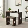 Mesa e Banquinhos para Guqin, Mesa para Guqin de Madeira Maciça de Paulownia Queimada, Mesa e Banquinhos Antigos para Guqin, Mesa para Caligrafia Chinesa, Mesa de Chá