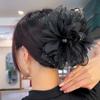 Pinza Negra de Plumas Esponjosas 2023 Nueva Moda Volumen de Cabello Tocado Parte Trasera Pinza de Tiburón Pinza para el Cabello Clip