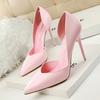 3168-3 Zapatos de Mujer de Estilo Coreano Modernos Simples Sexy de Club Nocturno Tacón de Aguja Super Alto Boca Baja Punta Afilada Zapatos Calados