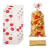 Oportunidad de Comercio Exterior Bolsas Planas con Estampado de Labios en Forma de Corazón, Bolsas para Galletas, Dulces y Regalos Festivos, Bolsas de Celofán para Empaque