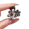 Presilha de Cabelo Flor de Cristal Estilo Coreano Mini Acessório para Coques na Parte de Trás da Cabeça, Ornamento de Cabelo de Liga Metálica Eletrodepositada de Alta Qualidade para Mulheres