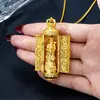 Pingente Vietnamita Banhado a Ouro do Deus da Riqueza, Novo Estilo Chinês com Cravação de Zircônia, Colar Cilíndrico Abridor para Mulheres, Acessório Moderno e Durável que Mantém a Cor
