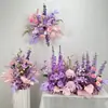Arreglos de flores artificiales para bodas, arreglos florales para decoración de pasillo, decoraciones de escaparate de compromiso con temática de bosque, arreglos de escena de boda de color rojo rosa