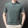 Camiseta de Manga Curta de Seda Gelada Masculina de Verão, Camiseta para Pai de Meia-Idade e Idoso, Camiseta Básica Masculina, Camiseta Masculina