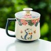 Taza de Separación de Agua y Té de Cerámica Blanca Mineral de Roca Mariposa Amor Flor Gato Lindo Taza con Tapa Taza de Té de Oficina Taza Individual