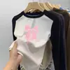 Nueva Camiseta de Manga Larga con Retazos para Niñas Otoño e Invierno Versátil De Rong Base Cepillada para Niños Cuello Redondo Ropa Interior