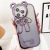 Adecuado para Iphone16Pro Carcasa de Teléfono con Brillo Electrochapado Apple 14 Soporte de Oso de la Suerte 15 Cordón de Dibujos Animados 8 Carcasa Blanda