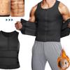 Traje deportivo de neopreno europeo y americano con cremallera y cinturón para el sudor, ropa moldeadora ajustada para hombres.