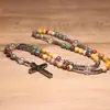 Amazonas Piedra Natural Colgante de Cruz Collar Piedra Ojo de Tigre Cruz Vesícula Biliar de Hierro Rosario para Hombres Collar Venta al por Mayor