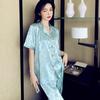 Pijama de Seda de Hielo Jacquard de Lujo Ligero de Gama Alta Estilo Ins Serie Floral, Ropa de Dormir Elegante de Manga Corta y Pantalón Largo al Por Mayor
