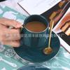 Taza de Té de Flores Simple de Cerámica Taza de Café Estilo Nórdico Moda Taza de Café con Cuchara