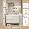 Gabinete de Baño Combinado de Madera Maciza Color Crema Lavabo Cerámico Lavabo de Baño Lavabo de Encimera Gabinete Espejo Inteligente