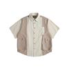 Marca de Moda Americana para Hombre Beijie Verano 2025 Nueva Camisa de Manga Corta a Rayas con Costuras Camisa Retro de Media Manga para Hombre