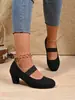 Zapatos de Tacón Alto Mary Jane Estilo Retro Puntera Redonda Invierno 2025 Venta Directa de Fábrica Comercio Exterior Transfronterizo Zapatos para Mujer
