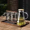 Nuevo Juego de Tazas de Té de Vidrio Estilo Chino para Uso en Casa en la Sala de Estar, Taza de Agua Resistente a Altas Temperaturas con Mango de Madera, Taza de Lujo de Gama Alta para Oficina