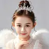 Tocado de Corona Infantil para Niñas, Exquisito Accesorio para el Cabello de Corona para Actuaciones de Cumpleaños, Peine y Pinza para el Cabello de Princesa para Bebé con Pedrería