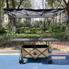 Carrito de puesto plegable portátil grande con mesa de altura ajustable, plegable y compacto, adecuado para acampar al aire libre y puestos de mercado nocturno