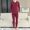 Conjunto de roupa íntima térmica de gola baixa para outono e inverno para homens de meia-idade e idosos, camiseta térmica de algodão Lycra, camada base fina e quente para o papai