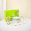 Juego de Té Matcha Rústico Estilo Japonés con Pintura de Paisaje, Tazón de Matcha con Pico, Batidor de Té de Cerámica, Juego de 8 Piezas en Caja de Regalo para Envío Transfronterizo