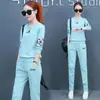 Conjunto Esportivo 2026 para Mulheres, Novo Estilo Primavera e Outono, Versão Coreana para Estudantes, Solto, Moderno, Casual, Tamanho Plus, Conjunto de Duas Peças, Emagrecimento