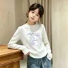 Ropa de Felpa de Otoño para Niñas Cálida de Invierno Otoño 2026 Nueva Camiseta Básica de Manga Larga para Niña Casual Cuello Redondo Moderna