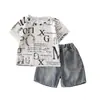 Traje Casual de Verano para Niños de Manga Corta 2026 Nueva Ropa de Verano para Bebé Conjunto de Dos Piezas de Camiseta Rota de Manga Corta para Bebé