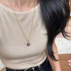 Fang Tangjia Outono e Inverno Elegante Universal Fivela Pérola Pingente Colar Luz Luxo Design de Nicho de Alta Qualidade Corrente de Lã para Mulheres