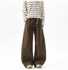 Pantalones de trabajo de retazos deconstruidos estilo americano para hombre, pantalones casuales versátiles de pierna ancha, corte limpio, corte holgado, nuevos y modernos