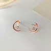 Pendientes Nalan de plata s925 para mujer, estilo coreano, frescos, sencillos, brillantes, con un solo diamante y una luna. Pendientes de dos piezas de un solo estilo G1191.