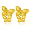 Pendientes de botón dobles de mariposa de acero inoxidable dorado, moda simple retro europea y americana, pendientes de nicho para mujer, modernos y versátiles