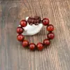 Pulseira de Jacarandá de Alta Densidade com 20 Contas e Pixiu Esculpido para Homens, Incrustada com Peças de Cobre, Contas Budistas de Jacarandá, Atacado do Fabricante