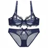 Lencería sexy transfronteriza para mujer, sujetador de encaje con lazo ultrafino transparente, minimiza los bustos grandes, conjunto de lencería erótica de talla grande
