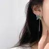 Brincos de Argola com Fio de Prata 925 Esterlina e Jade Hetian em Formato de Borboleta Nalan com Estilo Artístico Retrô e Novo Design Chinês M08258