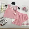 2026 Verano Nuevo Conjunto de Falda Corta con Bloques de Color Color Tulipán para Niñas Moda para Bebés Elegante Conjunto de Dos Piezas Estilo Lindo 30229