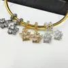 14K Incrustado com Diamantes 10mm Flor de Cinco Pétalas Flor Pequena Pulseira Colar Espaçador Acessórios Contas DIY Joias