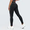 Nuevos pantalones de yoga de nylon de doble cara, con bloques de color transfronterizos, tacto nude, ajustados, de cintura alta y transpirables para mujer, adecuados para deportes, correr y fitness