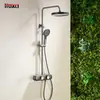 Juego de Ducha de Cobre Completo con Estante de Almacenamiento, Cabezal de Ducha con Tres Configuraciones y Potenciador de Presión, Cabezal de Ducha de Cobre Completo con Potenciador de Aire