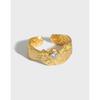 JB054 Anillo de Plata de Diseño Irregular Estilo Coreano Nicho Textura Simple Zircón Cara Ancha Anillo de Plata Esterlina S925 para Mujer