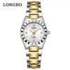 Reloj de Pareja de Lujo Ligero Longbo, Modelo Popular de Comercio Exterior, Versión Incrustada de Diamantes, Regalo de San Valentín, Reloj de Cuarzo para Hombres y Mujeres